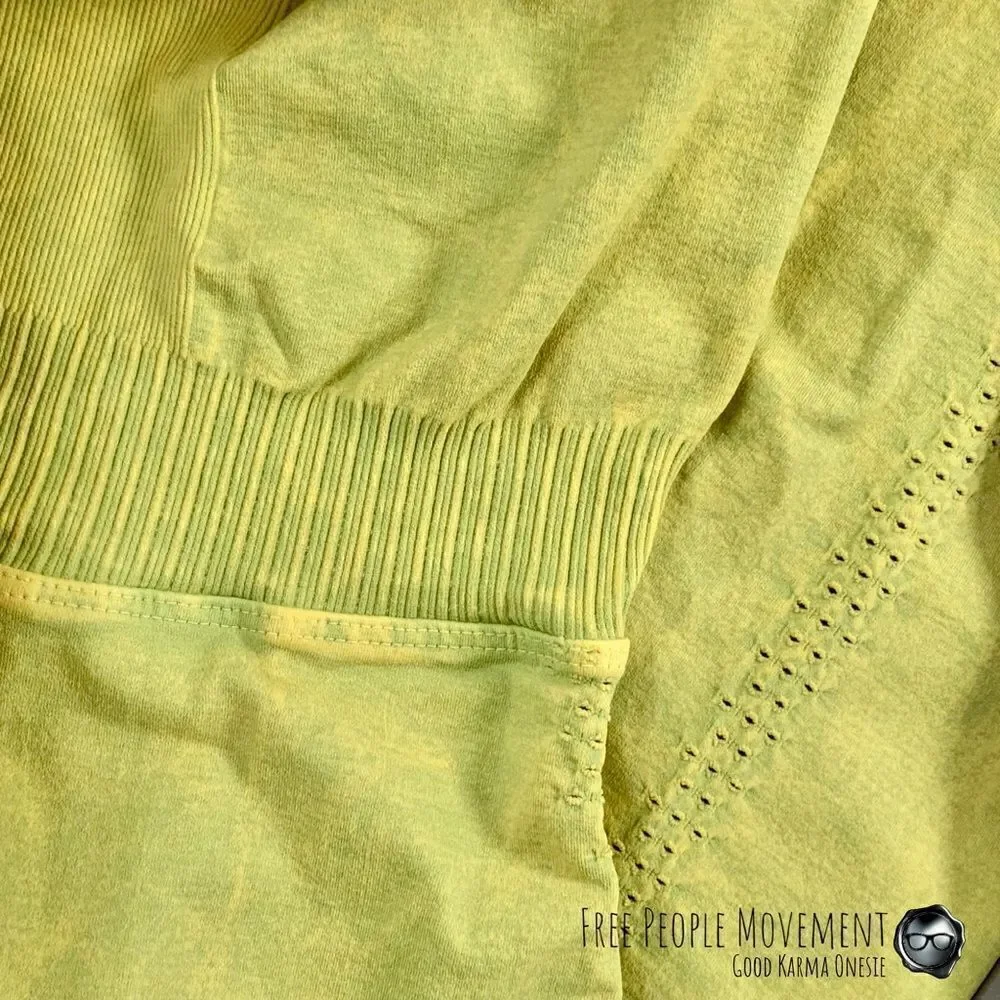 FP MOVEMENT GOOD KARMA ONESIE IN PINEAPPLE PUNCH GREEN-YELLOW SIZE MED/LARGE